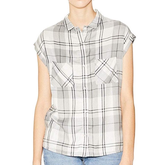 SILVER JEANS CO Shiloh Rolled Up Plaid Shirt - Picture 3 of 3